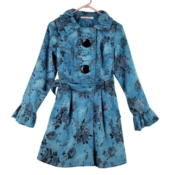 Whimsigoth Fairy Victorian Steampunk Romantic Dress Trench Floral Bridgerton